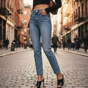 Reformation Liza Ultra High Rise Slim Straight Jeans in Malta